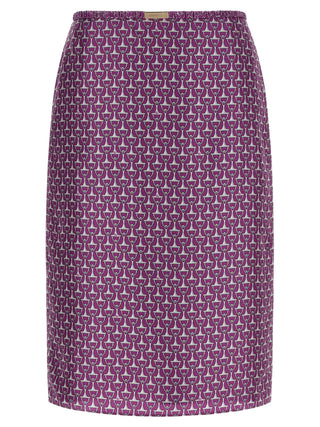 Purple Silk Midi Skirt