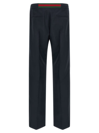 Blue Polyester Casual Pants