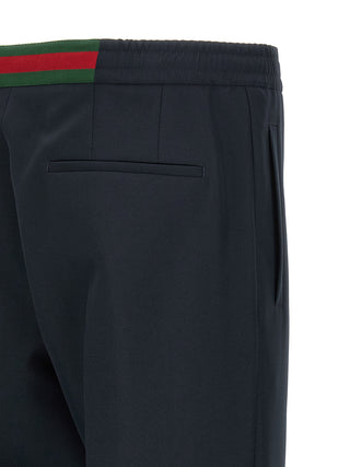 Blue Polyester Casual Pants