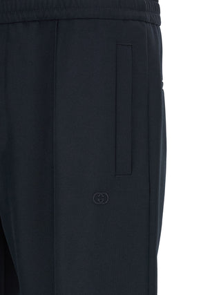 Blue Polyester Casual Pants