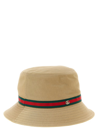 Sombrero tipo pescador beige de algodón