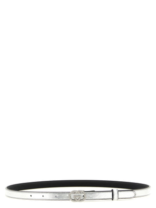 Silver Calfskin Thin Belt