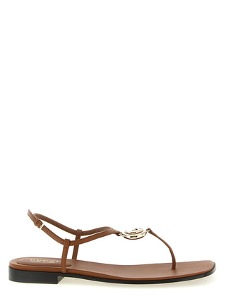 Brown Calfskin Flat Sandals