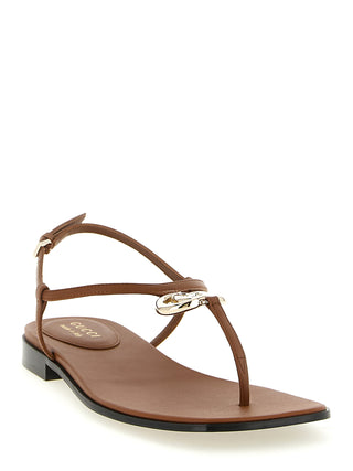 Brown Calfskin Flat Sandals