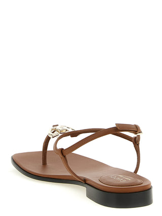 Brown Calfskin Flat Sandals