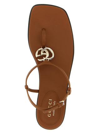 Brown Calfskin Flat Sandals