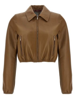 Beige Lamb Leather Leather Jacket