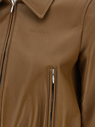 Beige Lamb Leather Leather Jacket