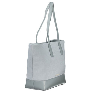 Blue Polyurethane Women's Bag