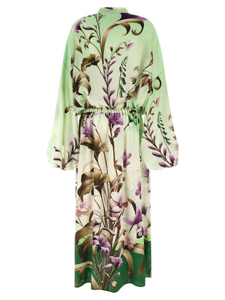 Bicolor Silk Long Dress