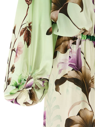Bicolor Silk Long Dress