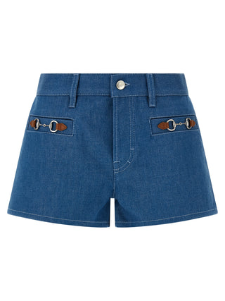 Blue Cotton Bermuda Shorts