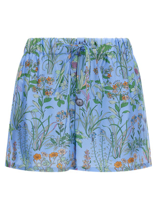 Blue Silk Bermuda Shorts