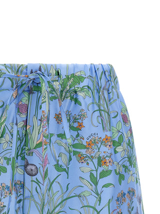 Blue Silk Bermuda Shorts