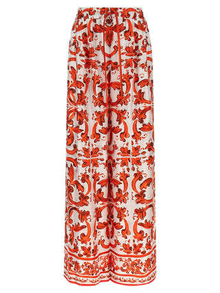 Orange Silk Flared Pants