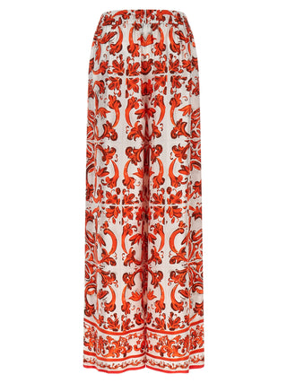 Orange Silk Flared Pants