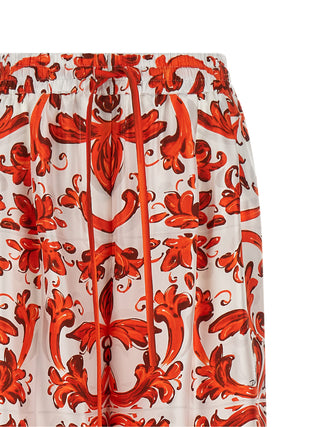 Orange Silk Flared Pants