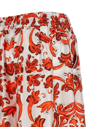 Orange Silk Flared Pants