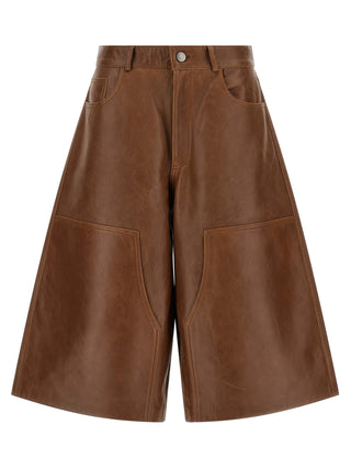 Brown Lambskin Bermuda Shorts