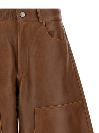 Brown Lambskin Bermuda Shorts