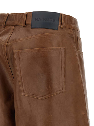 Brown Lambskin Bermuda Shorts