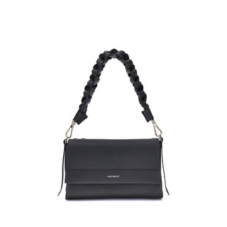Bolso de hombro Bos Taurus de piel de becerro negra