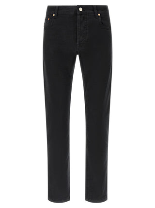 Black Cotton Straight-Leg Jeans