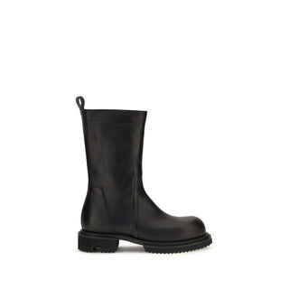 Black Calf Leather Bos Taurus Flat Boots