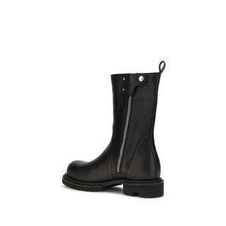 Black Calf Leather Bos Taurus Flat Boots