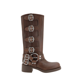Botas con cordones de cuero de becerro marrón Bos Taurus