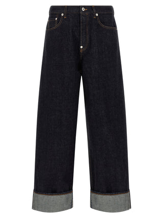 Blue Cotton Straight-Leg Jeans