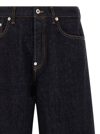 Blue Cotton Straight-Leg Jeans