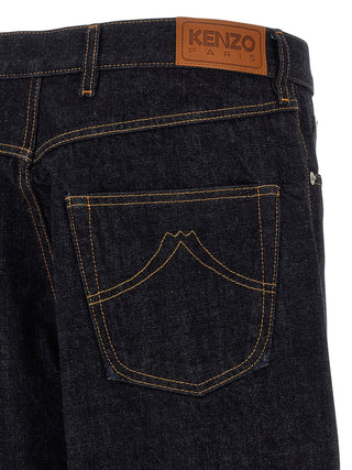 Blue Cotton Straight-Leg Jeans