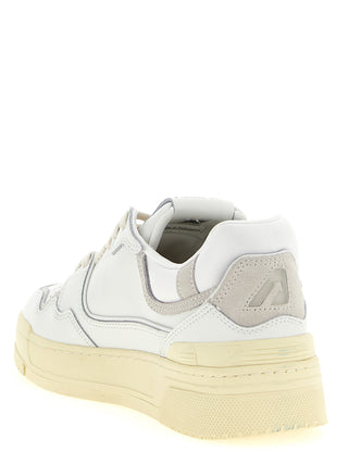 White Cowhide Low Top Sneakers