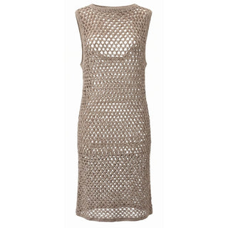 Vestido de algodón beige para mujer