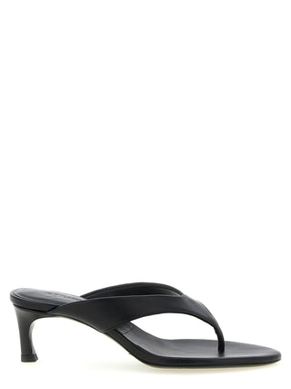 Black Calfskin Flip-Flop Sandals