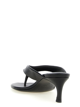 Black Calfskin Flip-Flop Sandals