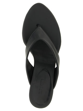 Black Calfskin Flip-Flop Sandals