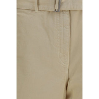 Beige Cotton Casual Pants