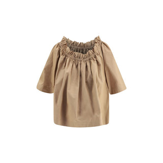 Beige Cotton Shortsleeve Shirt
