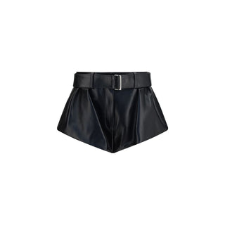 Black Lambskin Bermuda Shorts
