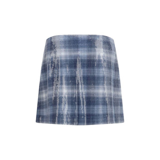 Blue Polyester Mini Skirt