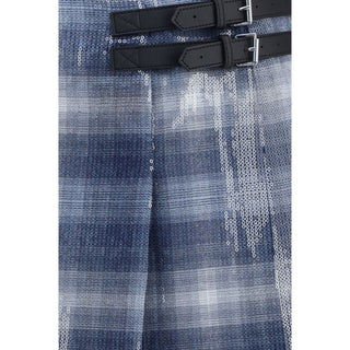 Blue Polyester Mini Skirt