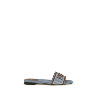 Sandalias planas azules de algodón