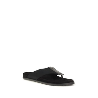 Black Polyester Flip-Flop Sandals