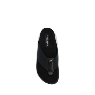 Black Polyester Flip-Flop Sandals