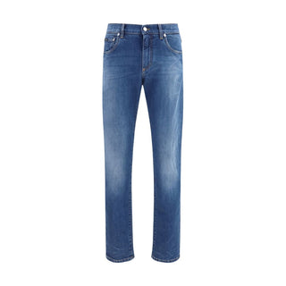 Blue Cotton Slim Fit Jeans