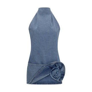 Blue Cotton Casual Dress