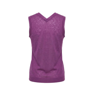 Camiseta sin mangas de lino púrpura para mujer  