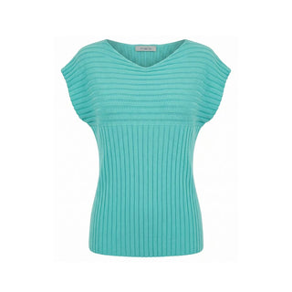 Light Blue Cotton Women Sweater